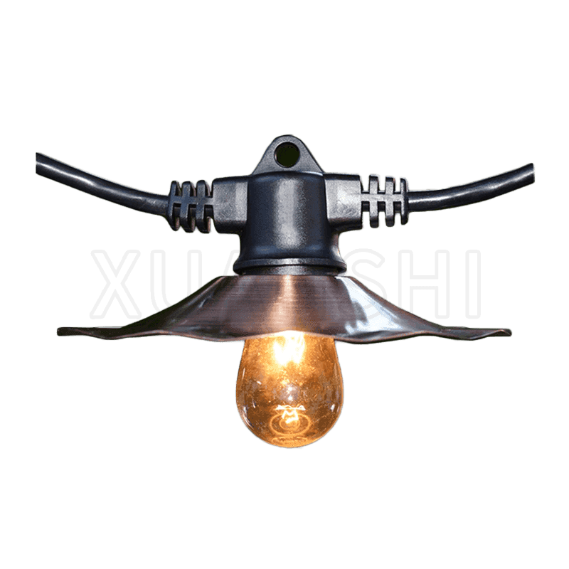 cafe patio hanging outdoor string lights with metal shades XS-DT2
