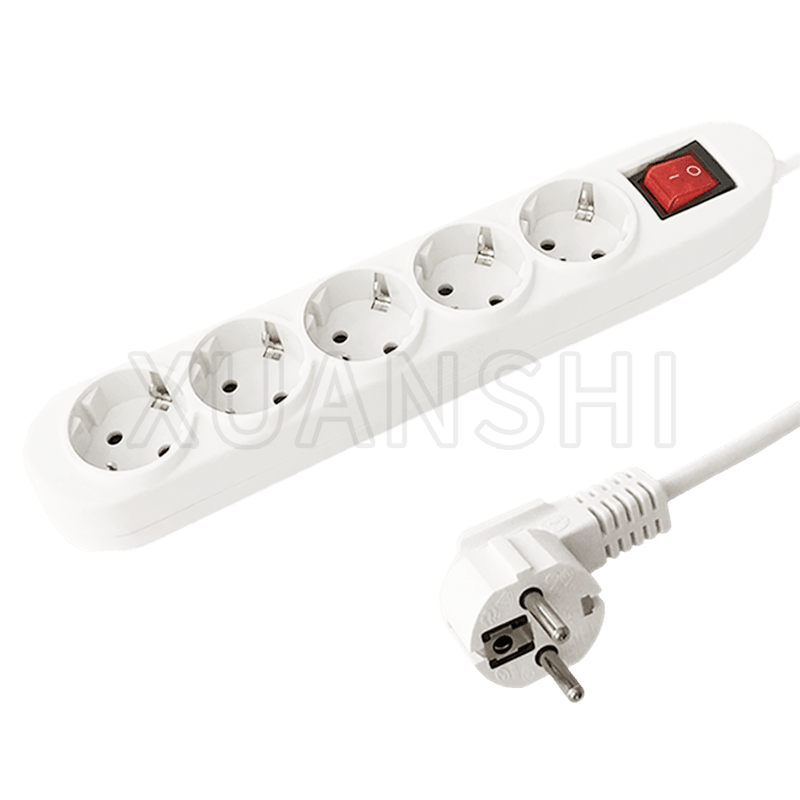 European 5 way power strip with switch JL-3,XS-XBDK50