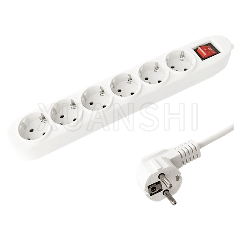 European 6 way power strip with switch JL-3,XS-XBDK60