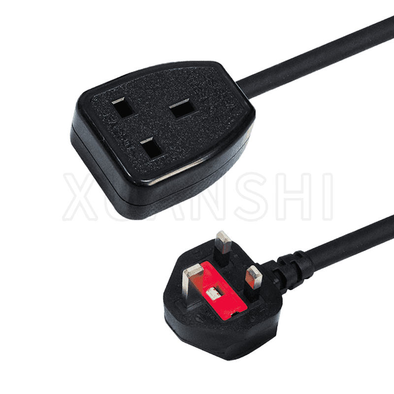 UK 3 pin plug power cord with socket JL-49,JL-49B