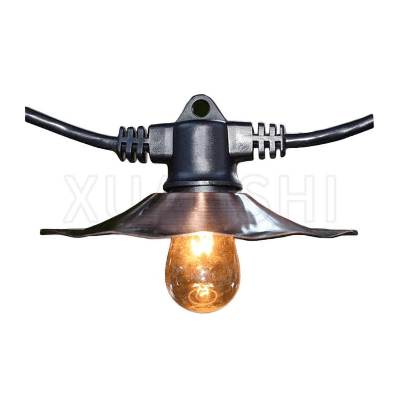 cafe patio hanging outdoor string lights with metal shades XS-DT2