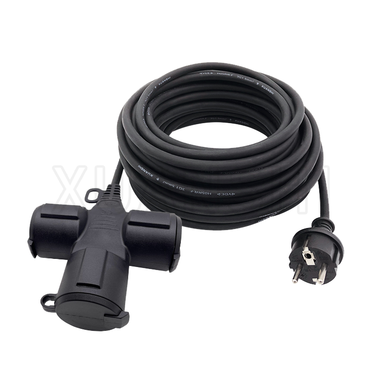  IP44 Outdoor Power Extension Cord with three socket JL-3F,JL-3G